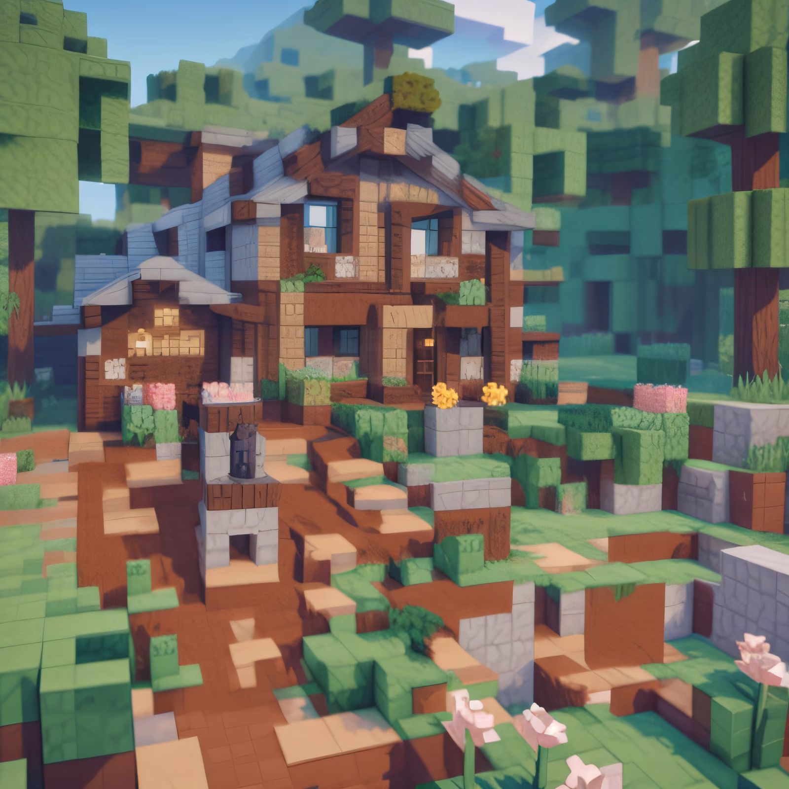 Blocky Forest House Voxel QR Code Art — image 1