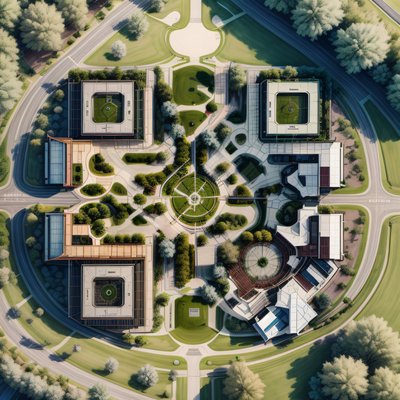 Aerial Campus Site Plan QR Code Art