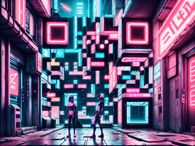 Neon Cyberpunk Alley Game Art QR Code for Posters — image 1