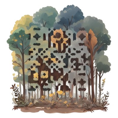 Осенний лес: векторный QR-код для стикеров