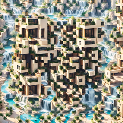 Waterfall Terrace City 3D QR Code Art — image 1