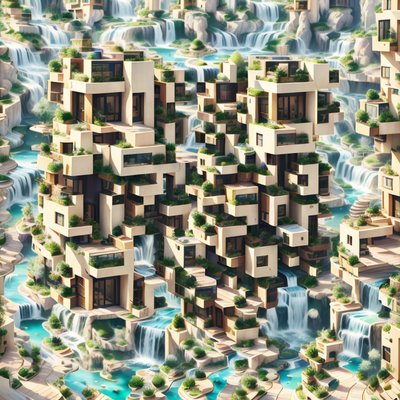 Waterfall Terrace City 3D QR Code Art