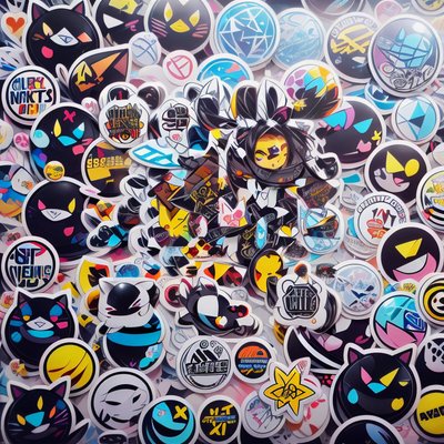 Black Cat Sticker Bomb QR Code for Stickers