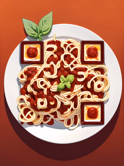Spaghetti Plate Cartoon QR Code for Restaurant Menus — image 1