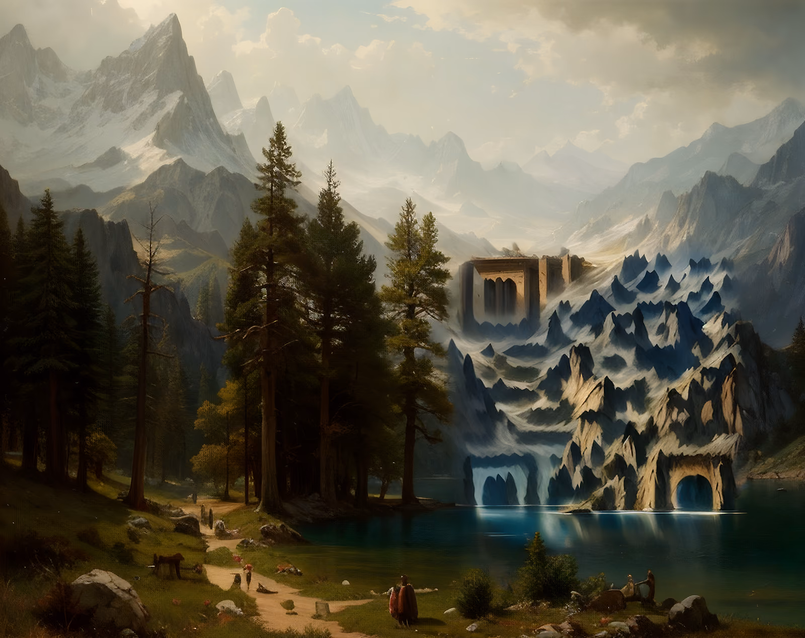 Sierra Mountain Lake Oil Painting QR Code Art — image 1