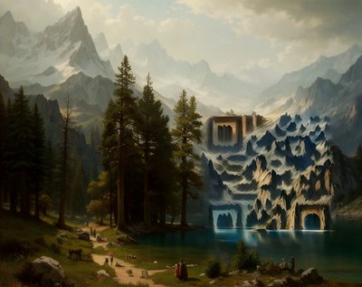 Sierra Mountain Lake Oil Painting QR Code Art
