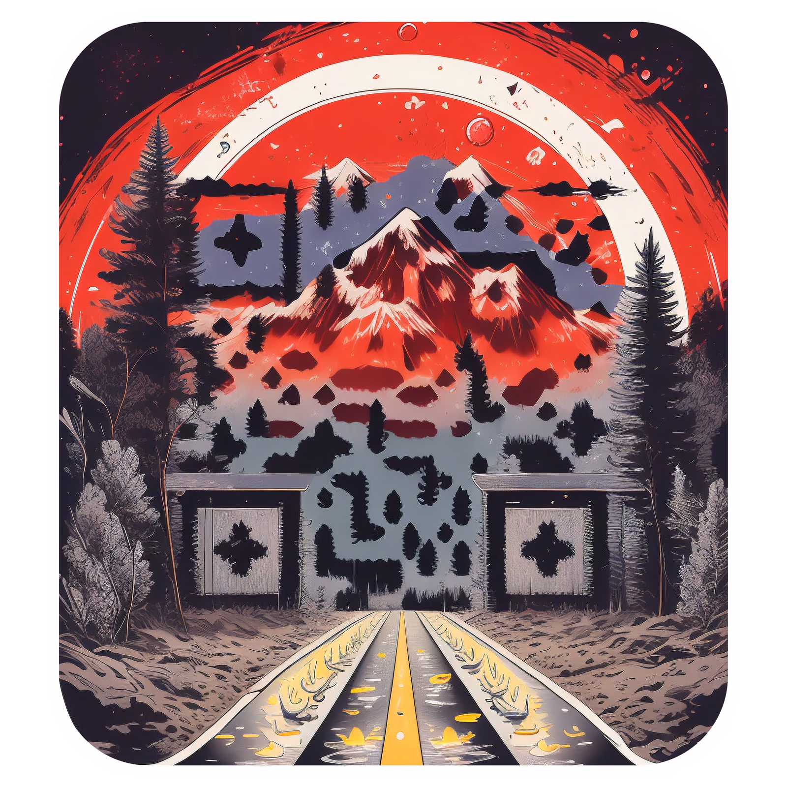 Red Mountain Road Vector QR Code for Stickers — image 1