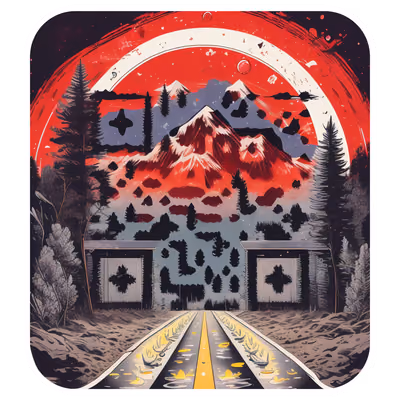 Red Mountain Road Vector QR Code for Stickers — image 1