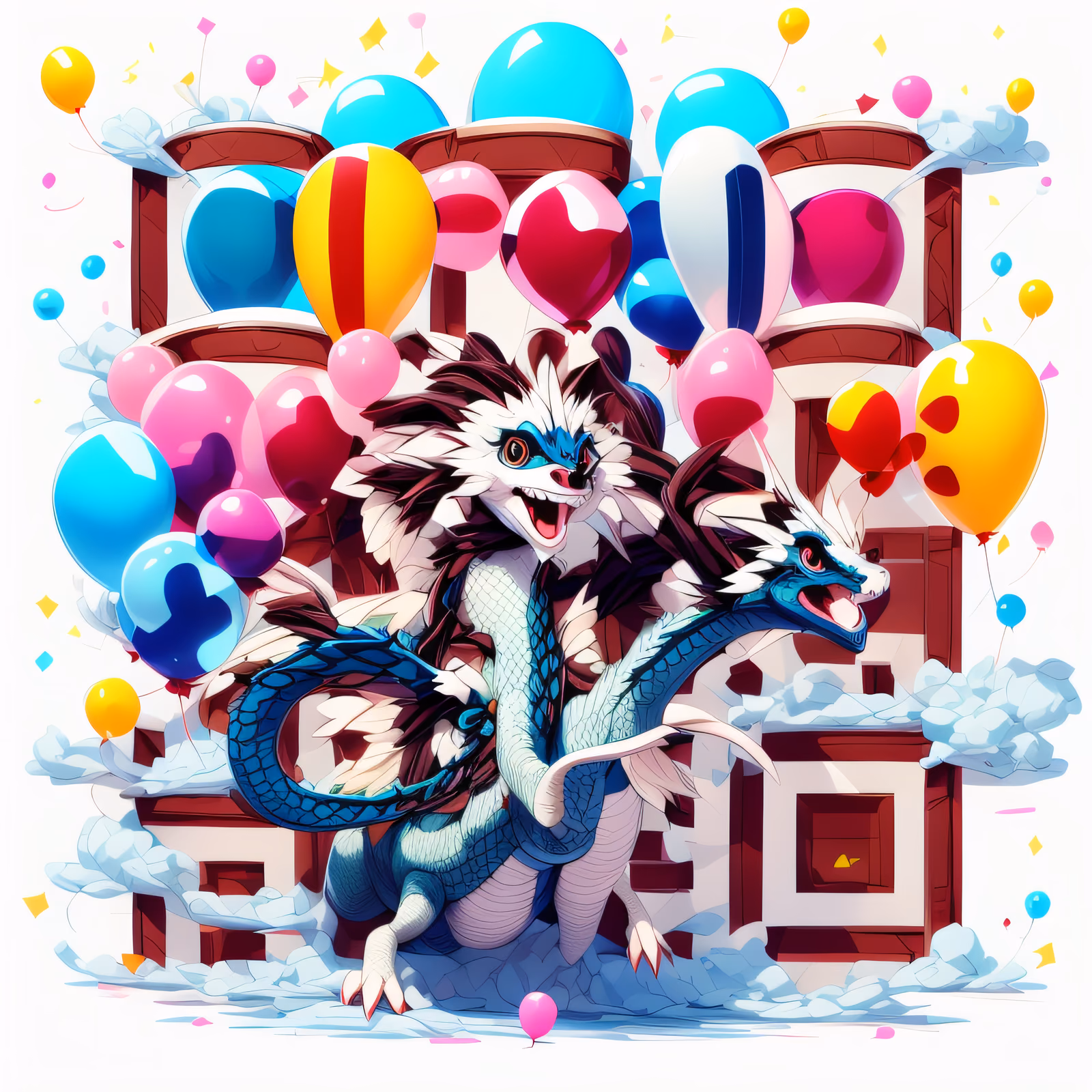 Two Headed Dragon Balloons Anime QR Code for Posters — image 1