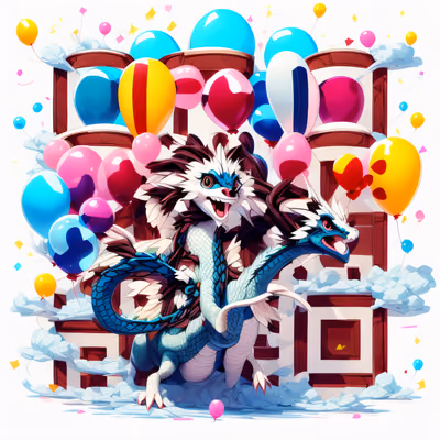Two Headed Dragon Balloons Anime QR Code for Posters — image 1