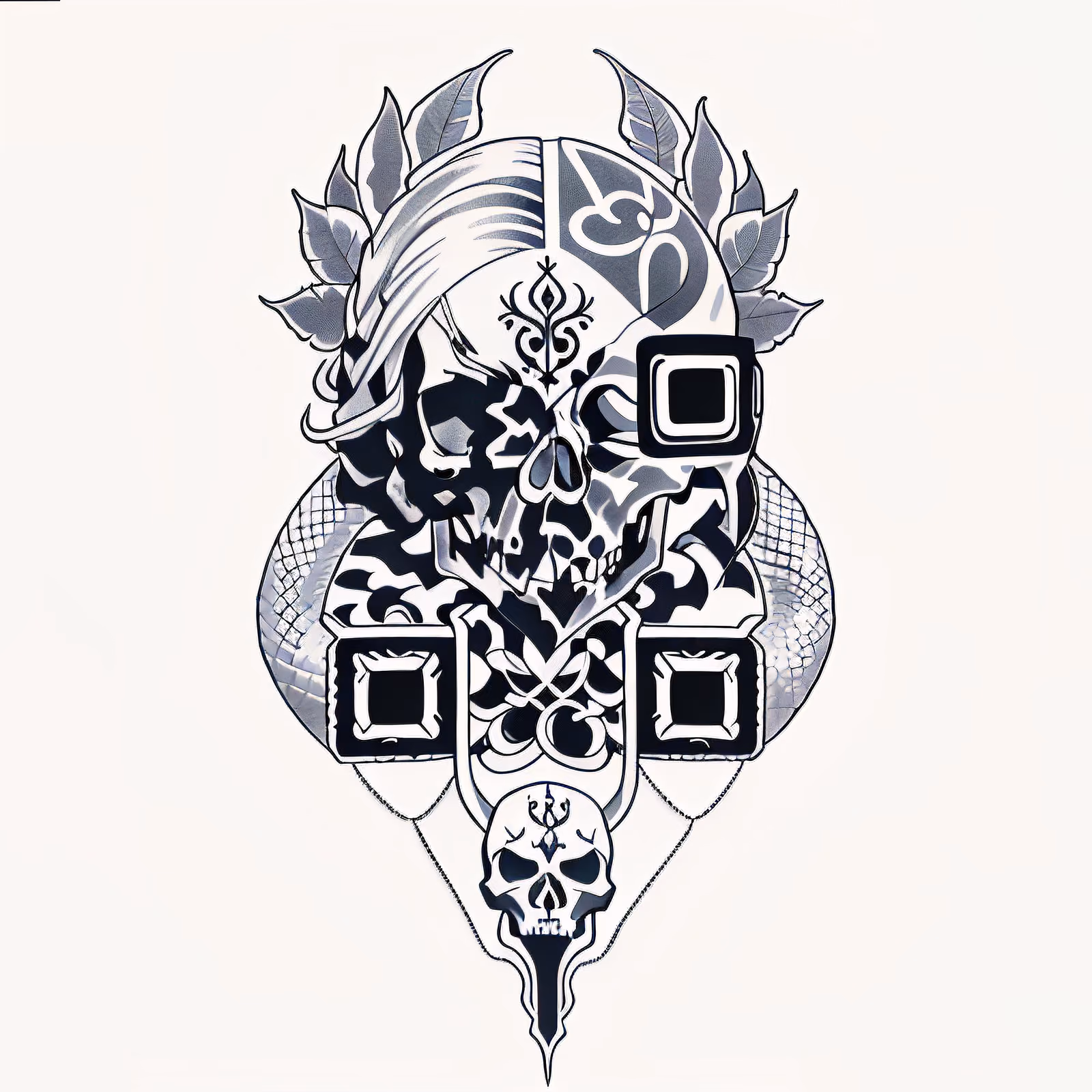 Skull and Snake Tattoo Art QR Code for Temporary Tattoos — image 1