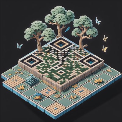 Isometric Forest Puzzle Grove QR Code Art