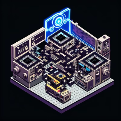 Isometric Radio Studio Neon QR Code for Posters — image 1