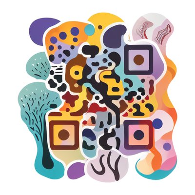 Colorful Abstract Blob Vector Tree QR Code for Stickers