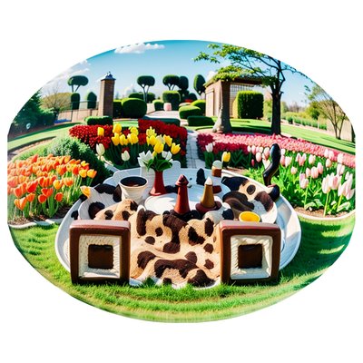 Tulip Garden Scene Digital Painting QR Code Art