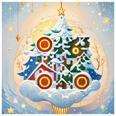 Snowy Christmas Village Stylized QR Code for Greeting Cards