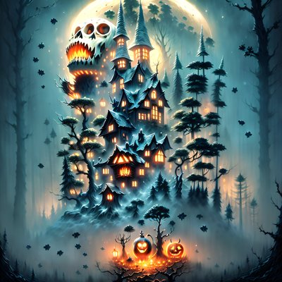 Haunted Forest Halloween Gothic QR Code for Posters