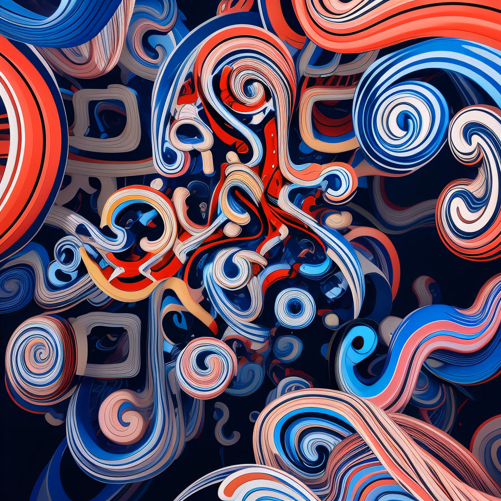 Красные и синие ленты-завитки: абстрактный QR-код — изображение 1