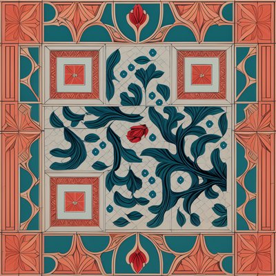 Iznik Tile Tulip Vine Pattern QR Code Art