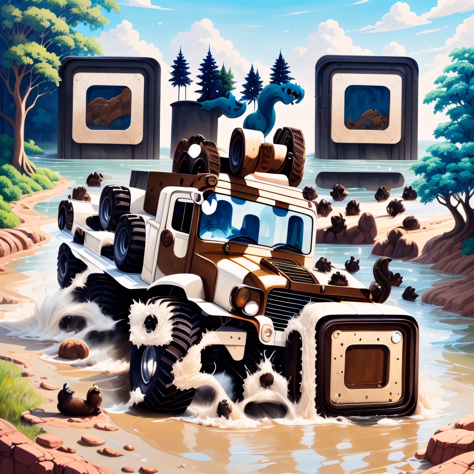 Monster Truck River Gouache QR Code for Posters — image 1
