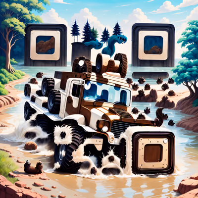 Monster Truck River Gouache QR Code for Posters — image 1