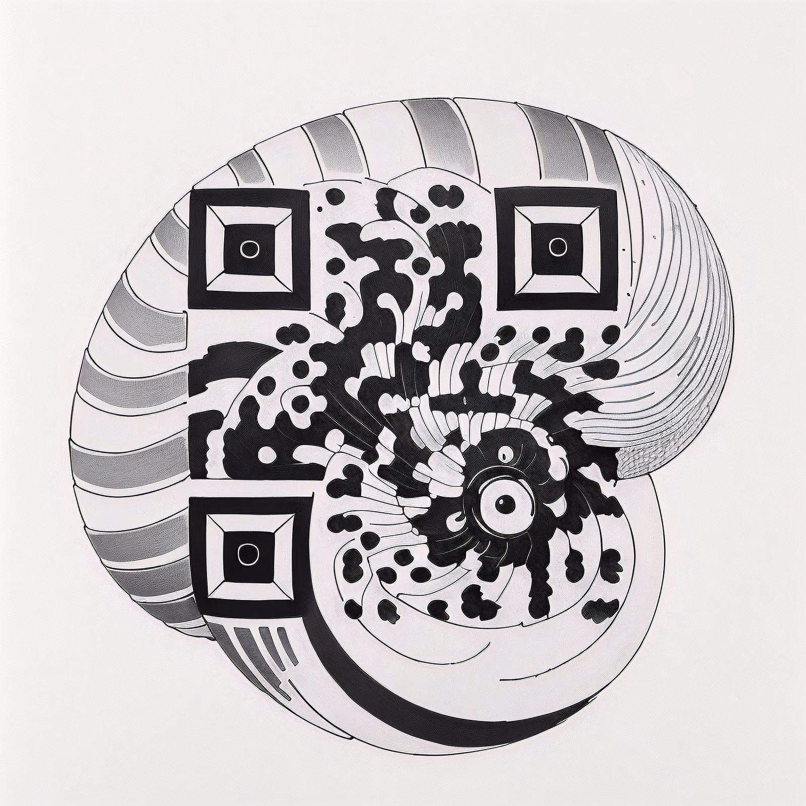 Spiral Seashell Tattoo Ink QR Code for Temporary Tattoos — image 1