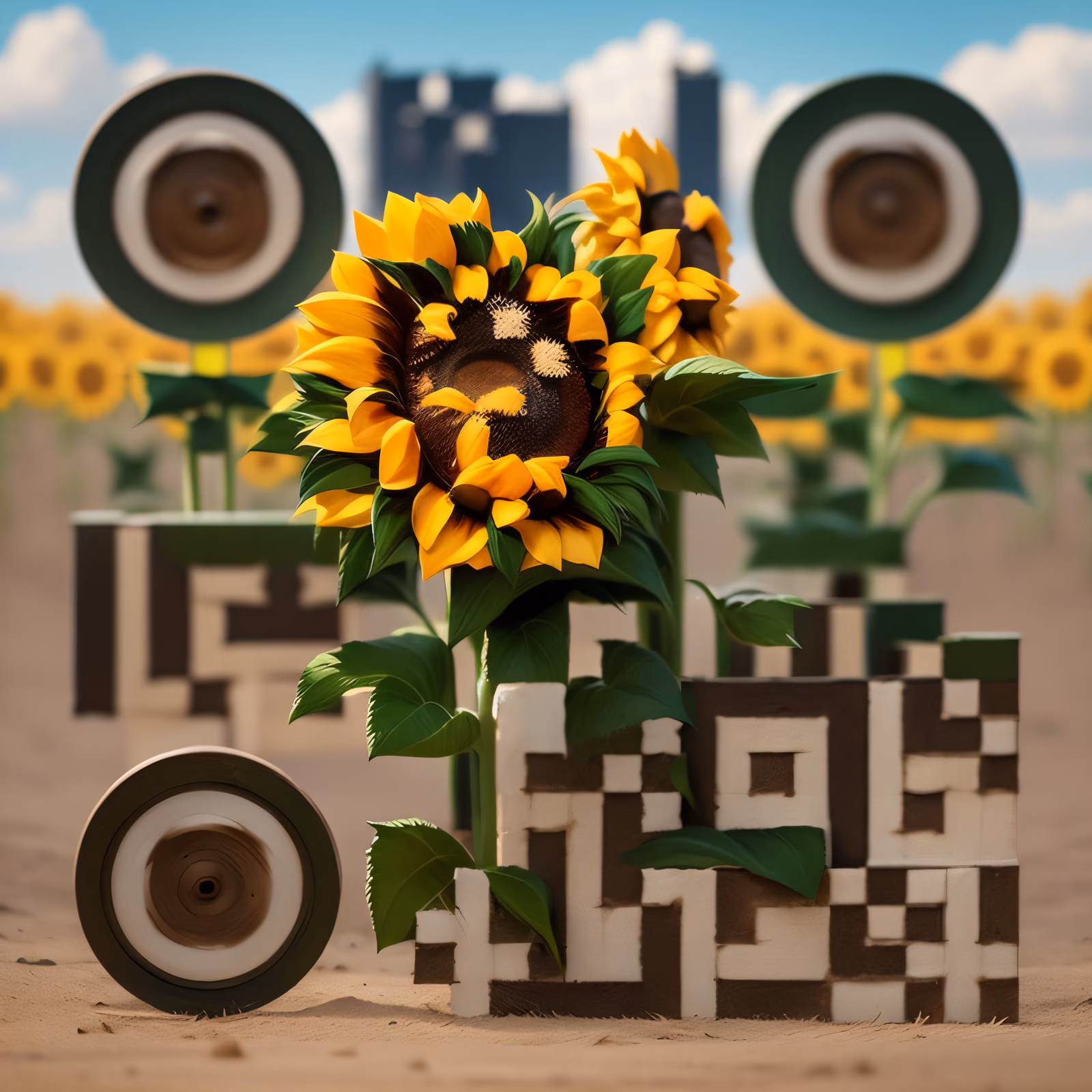 Sunflower Field 3D Render QR Code Art — image 1