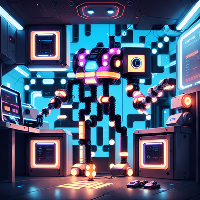Maintenance Robot Retrofuturism QR Code for Posters — image 1