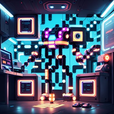 Maintenance Robot Retrofuturism QR Code for Posters