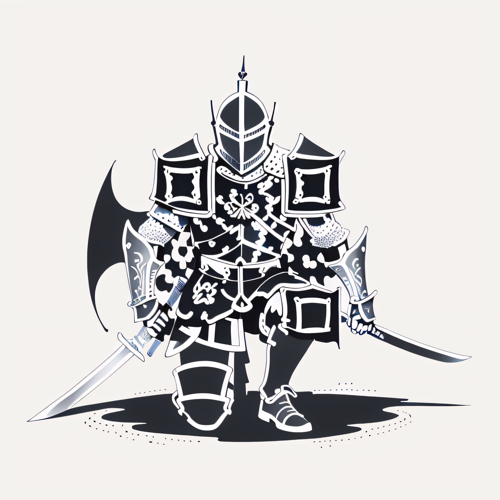 Kneeling Knight Ink Tattoo QR Code for Apparel — image 1