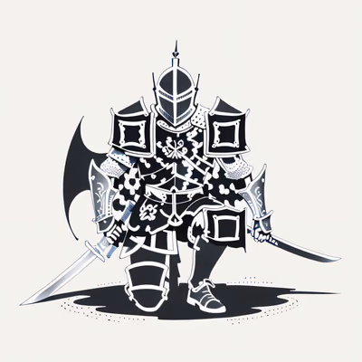 Kneeling Knight Ink Tattoo QR Code for Apparel — image 1
