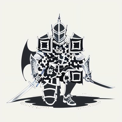 Kneeling Knight Ink Tattoo QR Code for Apparel