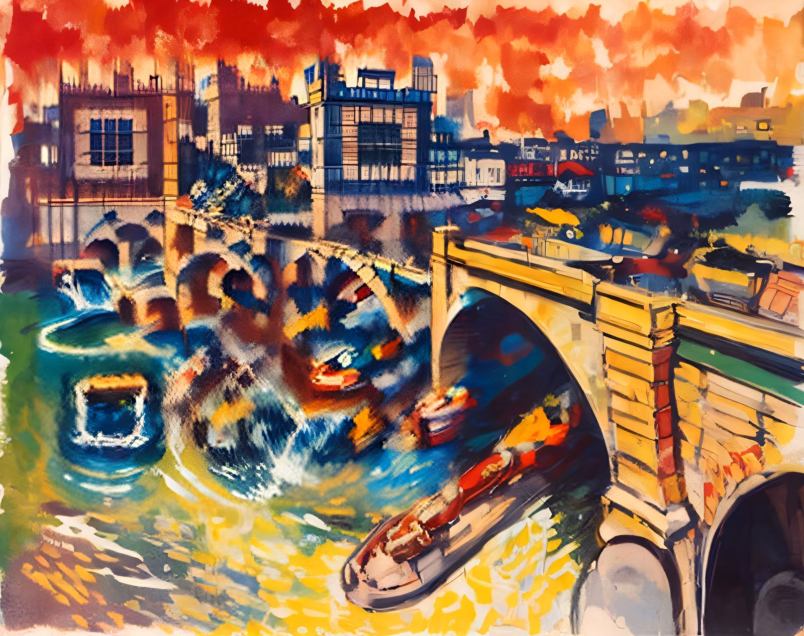 London Bridge Fauvist Painting QR Code Art — image 1