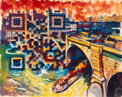 London Bridge Fauvist Painting QR Code Art