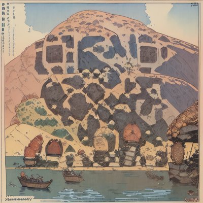 Rocky Mountain Lake Comic Panel QR Code Art