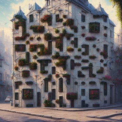 鲜花转角建筑数字绘画二维码艺术