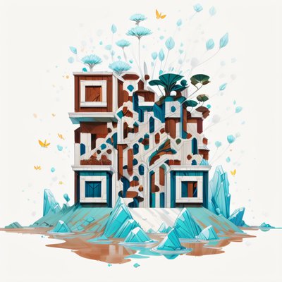 Остров кристаллов в стиле игровой графики: QR-код