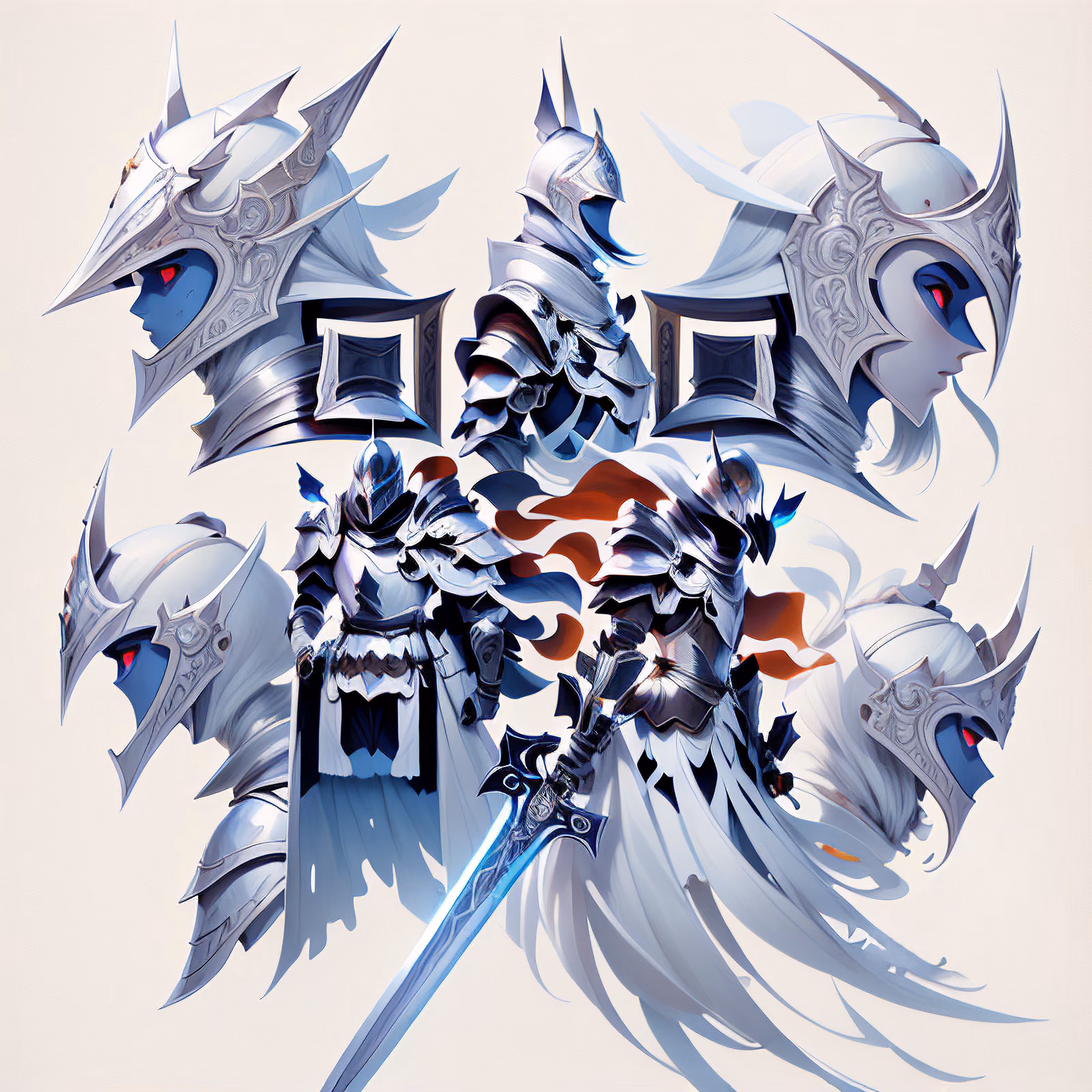 Серебряные рыцари в доспехах, игровой арт: QR-код для постеров — изображение 1