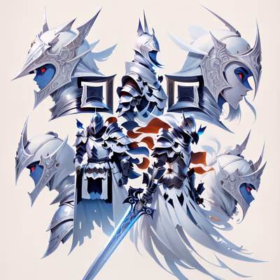 Серебряные рыцари в доспехах, игровой арт: QR-код для постеров — изображение 1