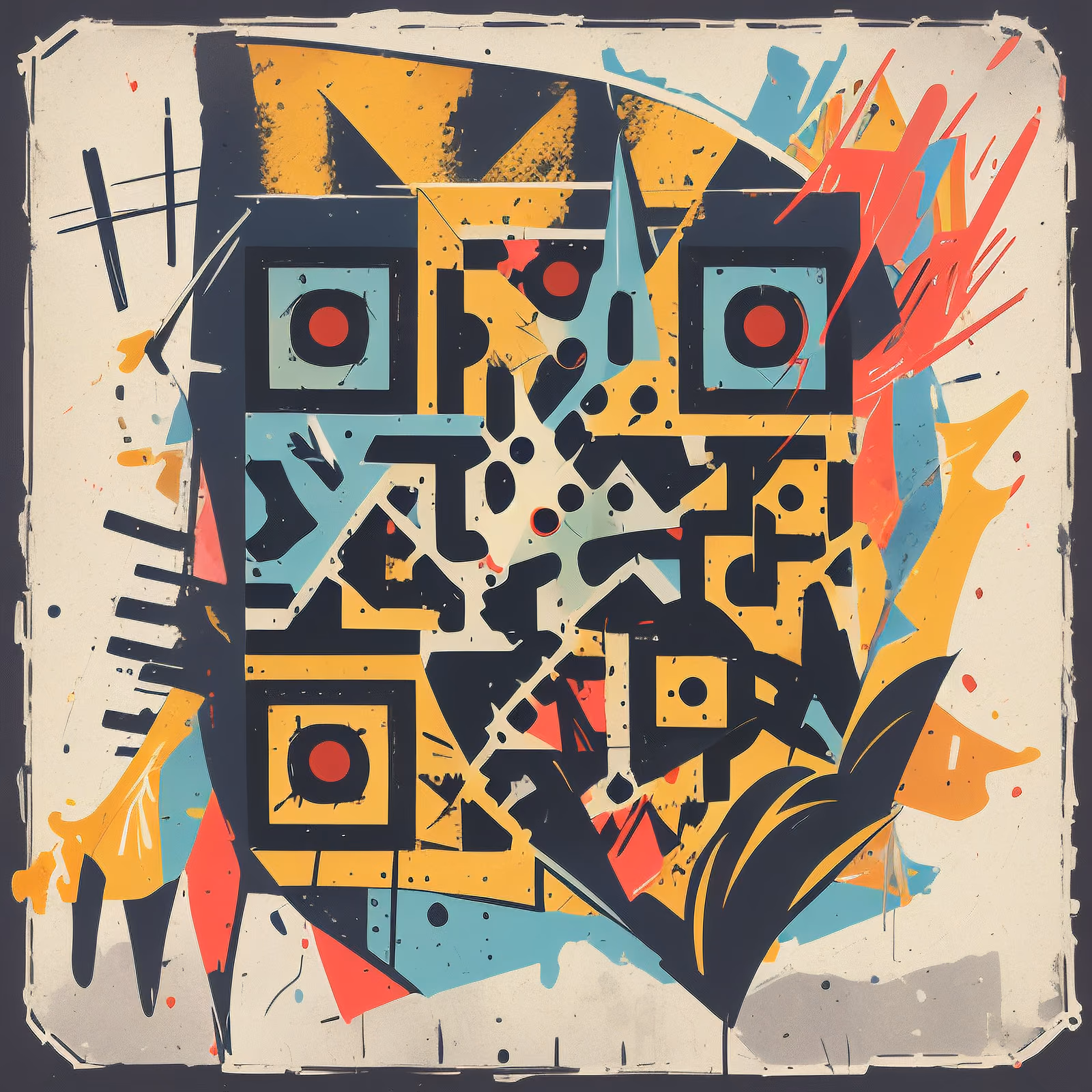 Abstract Splatter Graffiti QR Code for Stickers — image 1
