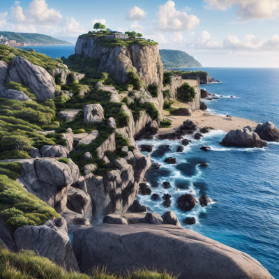 Coastal Cliff Ocean Photorealistic QR Code Art — image 1