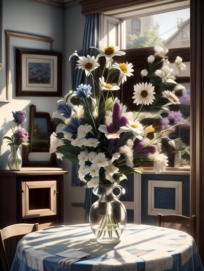 Daisy Bouquet Still Life Photorealistic QR Code Art