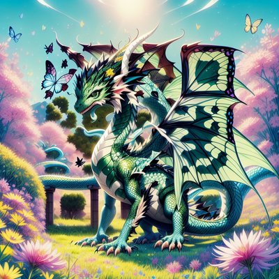 Green Dragon Butterfly Meadow QR Code for Posters