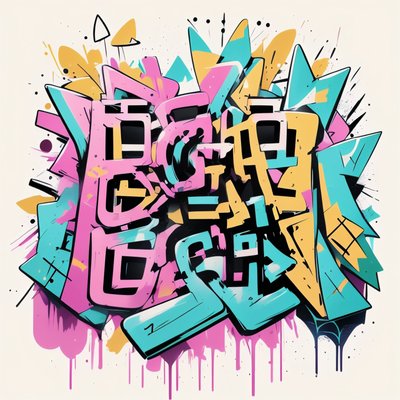 Pink Teal Graffiti Lettering QR Code for Apparel