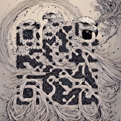 Three Eagles Ink Line Art QR Code Art — image 1