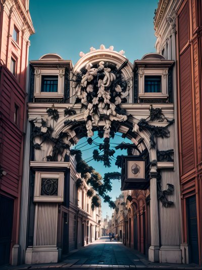 Neoclassical Arch Street Photo QR Code for Posters