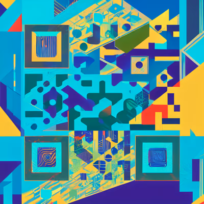 Cyan Geometric Vector Pattern QR Code for Posters — image 1