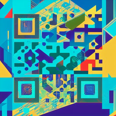 Cyan Geometric Vector Pattern QR Code for Posters