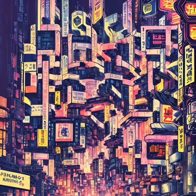 霓虹都市漫画风海报二维码艺术 — 图片 1