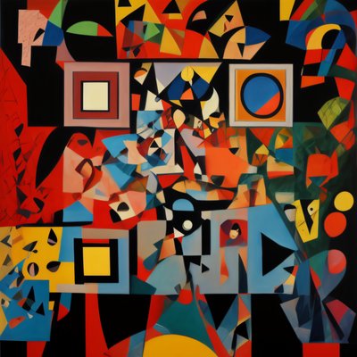 Cubist Geometric Abstract Pattern QR Code Art